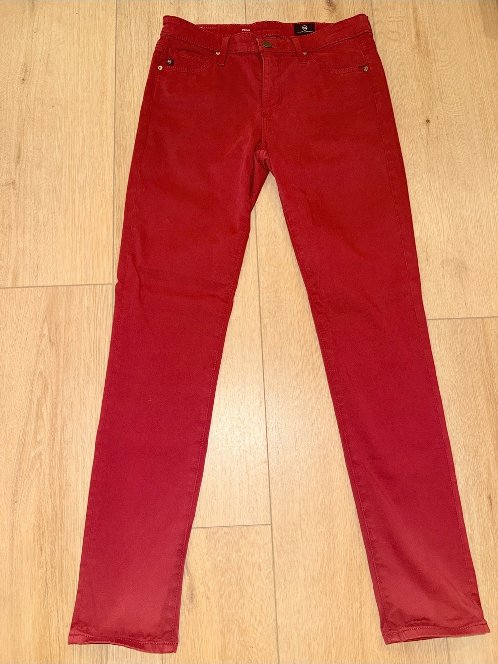 AG Adriano Goldschmied Prima Cigarette Leg Jeans Red Size 27R Stretch